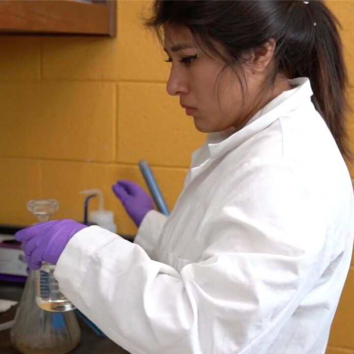student working in lab